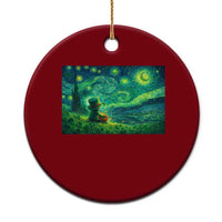 St Patricks Day Starry Night Leprechaun Shamrock Van Gogh Ceramic Ornament