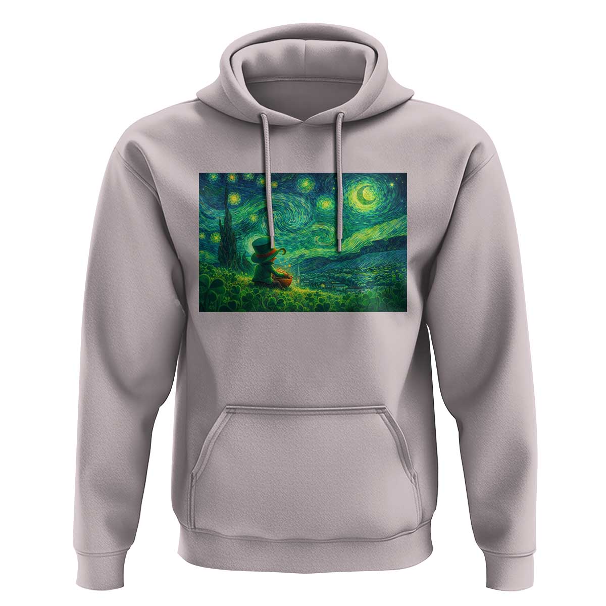St Patricks Day Starry Night Leprechaun Shamrock Van Gogh Hoodie