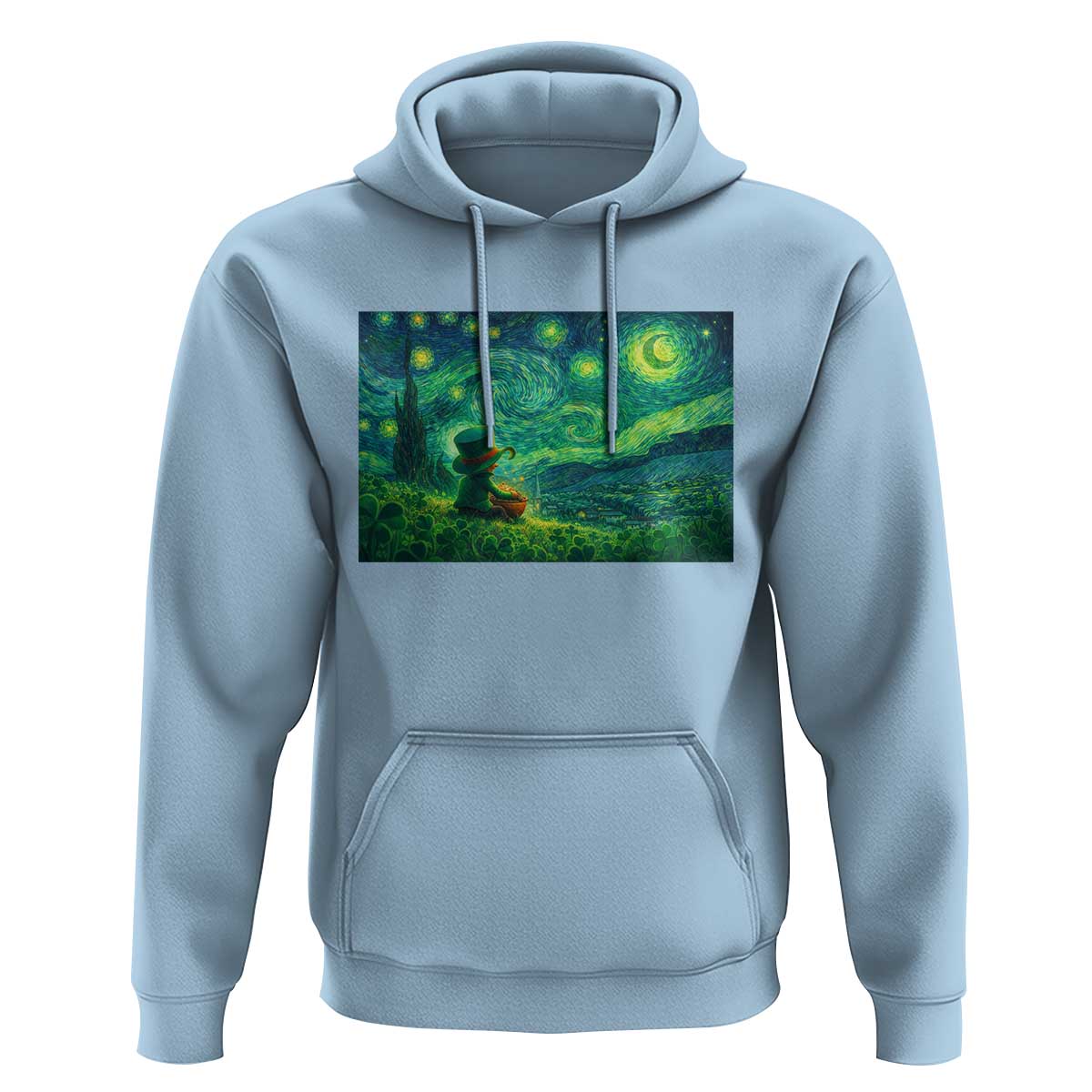 St Patricks Day Starry Night Leprechaun Shamrock Van Gogh Hoodie