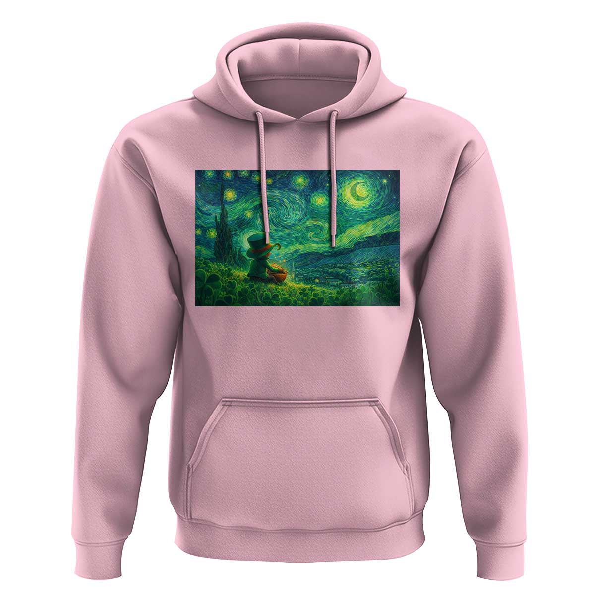 St Patricks Day Starry Night Leprechaun Shamrock Van Gogh Hoodie