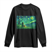 St Patricks Day Starry Night Leprechaun Shamrock Van Gogh Long Sleeve Shirt