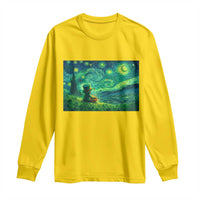 St Patricks Day Starry Night Leprechaun Shamrock Van Gogh Long Sleeve Shirt