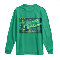 St Patricks Day Starry Night Leprechaun Shamrock Van Gogh Long Sleeve Shirt