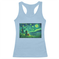 St Patricks Day Starry Night Leprechaun Shamrock Van Gogh Racerback Tank Top