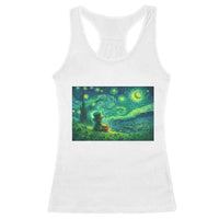 St Patricks Day Starry Night Leprechaun Shamrock Van Gogh Racerback Tank Top