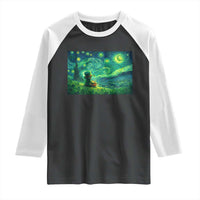 St Patricks Day Starry Night Leprechaun Shamrock Van Gogh Raglan Shirt