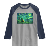St Patricks Day Starry Night Leprechaun Shamrock Van Gogh Raglan Shirt