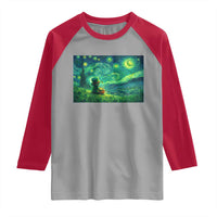 St Patricks Day Starry Night Leprechaun Shamrock Van Gogh Raglan Shirt