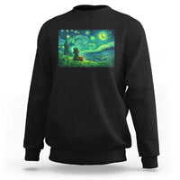 St Patricks Day Starry Night Leprechaun Shamrock Van Gogh Sweatshirt