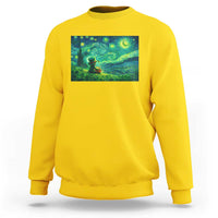St Patricks Day Starry Night Leprechaun Shamrock Van Gogh Sweatshirt