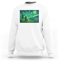 St Patricks Day Starry Night Leprechaun Shamrock Van Gogh Sweatshirt