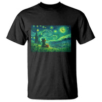 St Patricks Day Starry Night Leprechaun Shamrock Van Gogh T Shirt