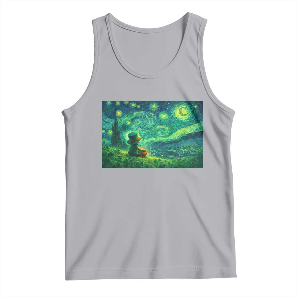 St Patricks Day Starry Night Leprechaun Shamrock Van Gogh Tank Top