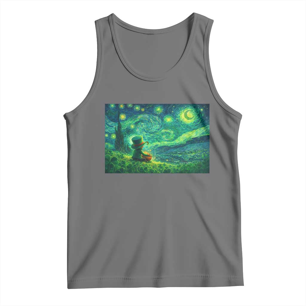 St Patricks Day Starry Night Leprechaun Shamrock Van Gogh Tank Top
