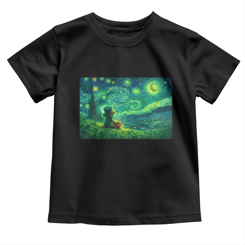 St Patricks Day Starry Night Leprechaun Shamrock Van Gogh Toddler T Shirt