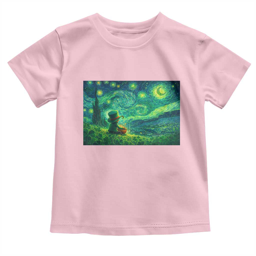 St Patricks Day Starry Night Leprechaun Shamrock Van Gogh Toddler T Shirt