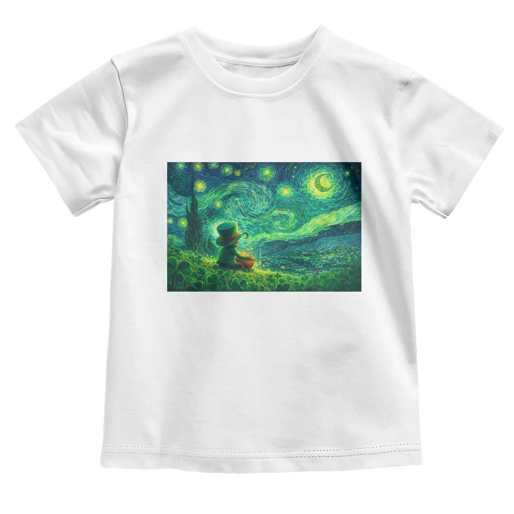 St Patricks Day Starry Night Leprechaun Shamrock Van Gogh Toddler T Shirt