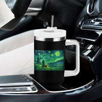 St Patricks Day Starry Night Leprechaun Shamrock Van Gogh Tumbler With Handle