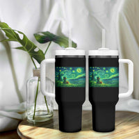 St Patricks Day Starry Night Leprechaun Shamrock Van Gogh Tumbler With Handle