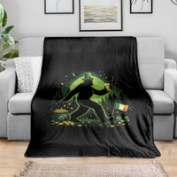 Funny Bigfoot St Patricks Day Throw Blanket Sasquatch Drinking Green Beer Lover