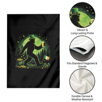 Funny Bigfoot St Patricks Day Garden Flag Sasquatch Drinking Green Beer Lover