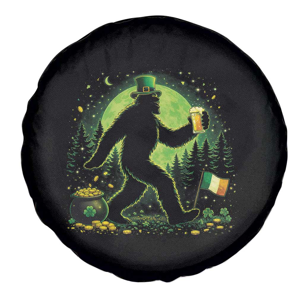 Funny Bigfoot St Patricks Day Spare Tire Cover Sasquatch Drinking Green Beer Lover