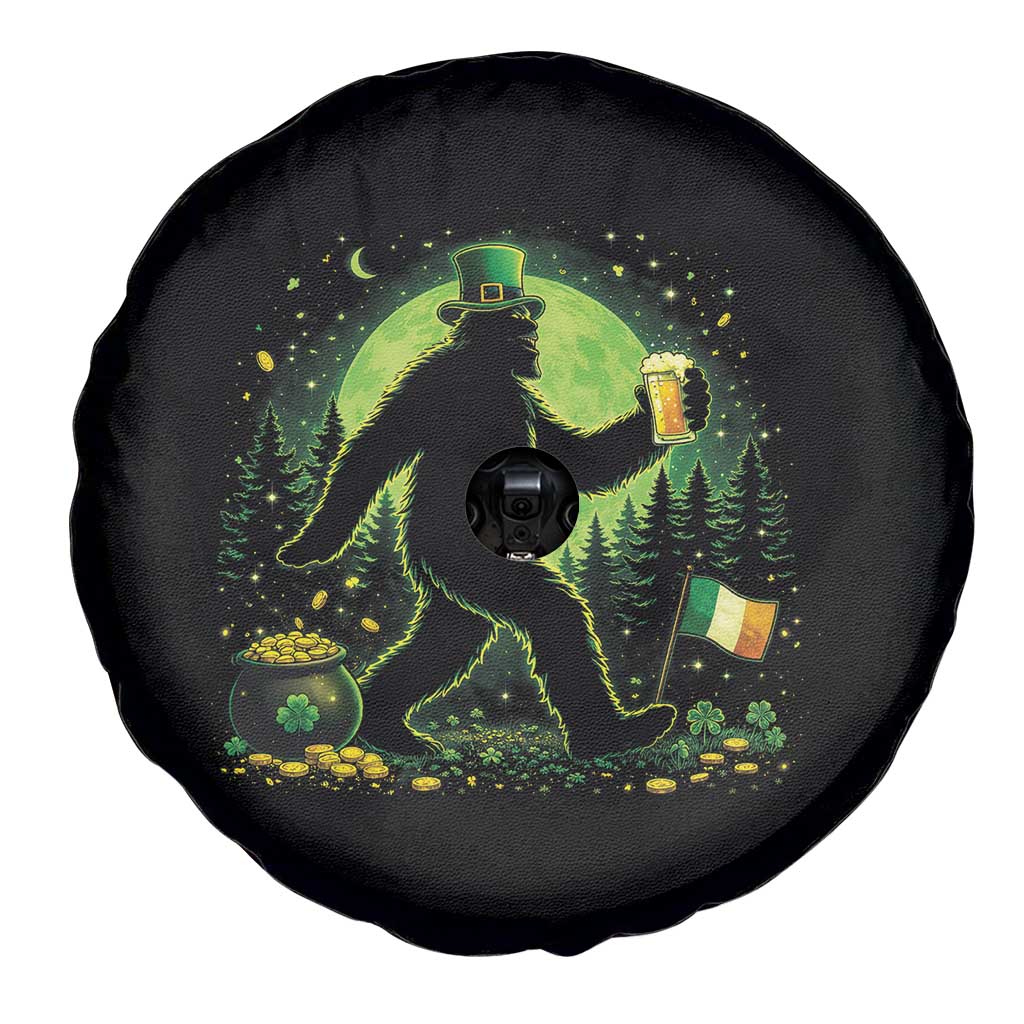 Funny Bigfoot St Patricks Day Spare Tire Cover Sasquatch Drinking Green Beer Lover