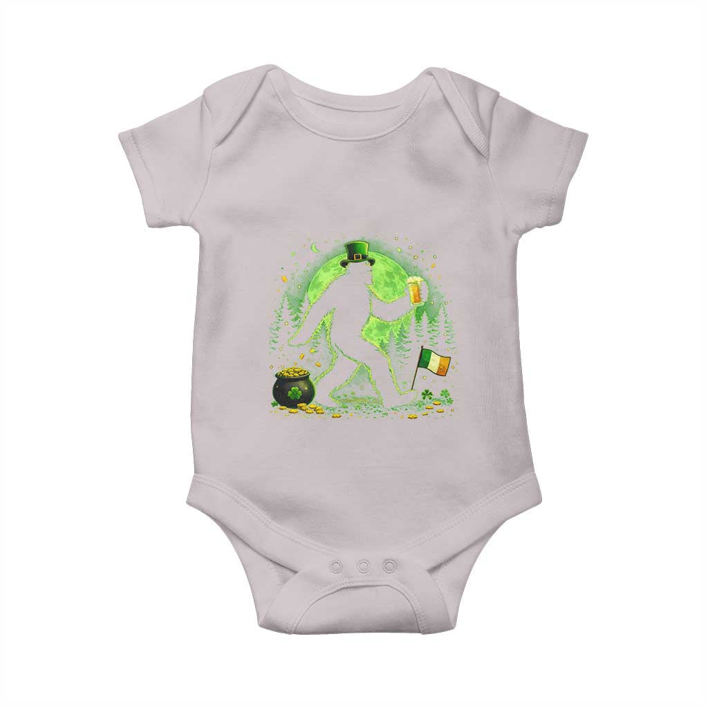 Funny Bigfoot St Patricks Day Baby Onesie Sasquatch Drinking Green Beer Lover
