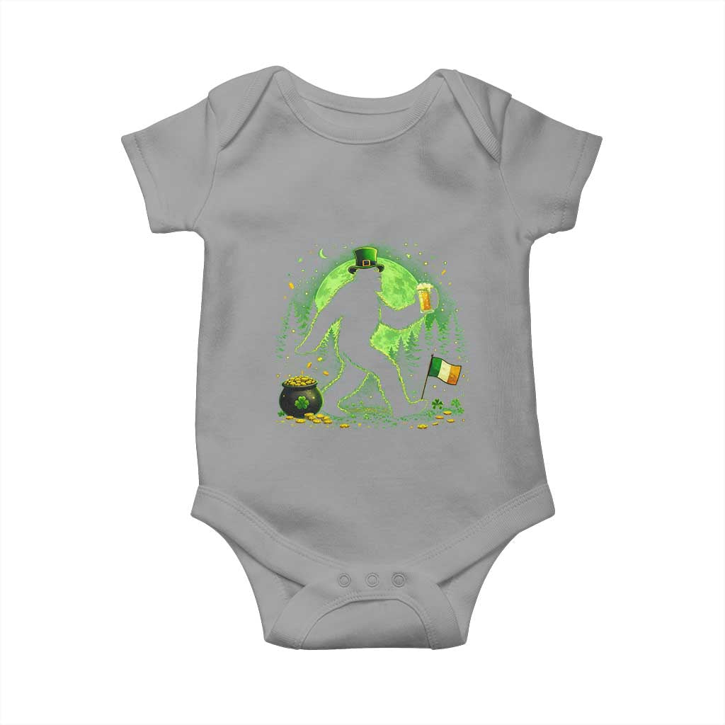 Funny Bigfoot St Patricks Day Baby Onesie Sasquatch Drinking Green Beer Lover
