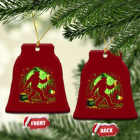 Funny Bigfoot St Patricks Day Ceramic Ornament Sasquatch Drinking Green Beer Lover