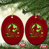 Funny Bigfoot St Patricks Day Ceramic Ornament Sasquatch Drinking Green Beer Lover