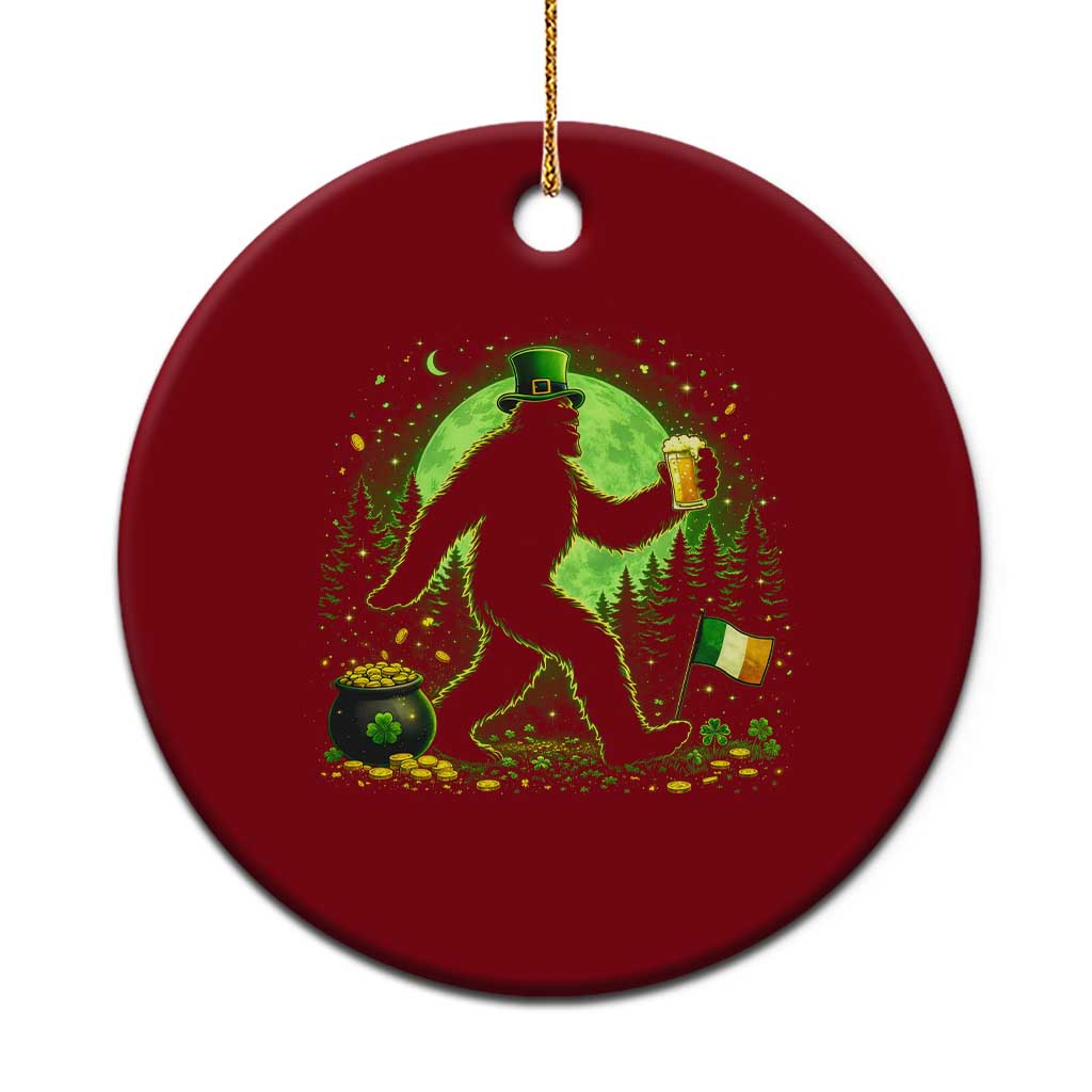 Funny Bigfoot St Patricks Day Ceramic Ornament Sasquatch Drinking Green Beer Lover