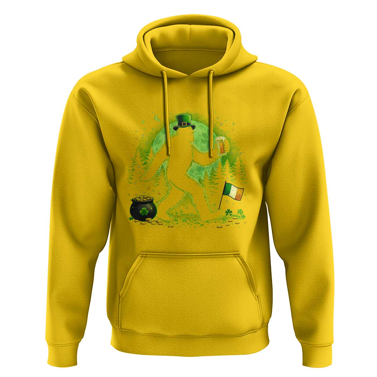 Funny Bigfoot St Patricks Day Hoodie Sasquatch Drinking Green Beer Lover