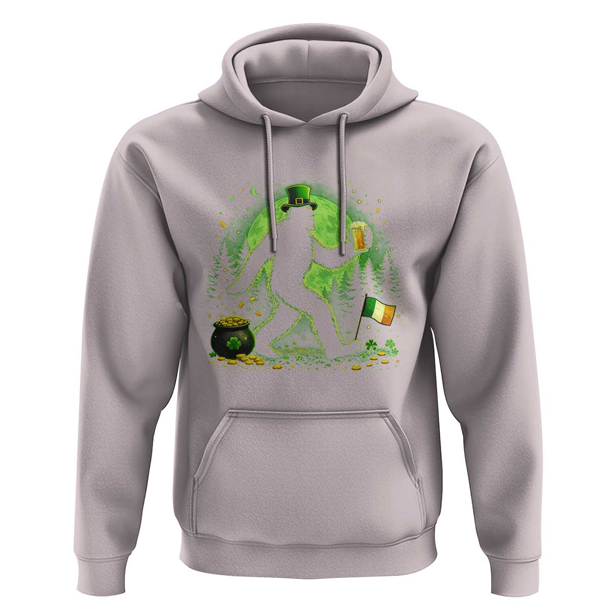 Funny Bigfoot St Patricks Day Hoodie Sasquatch Drinking Green Beer Lover