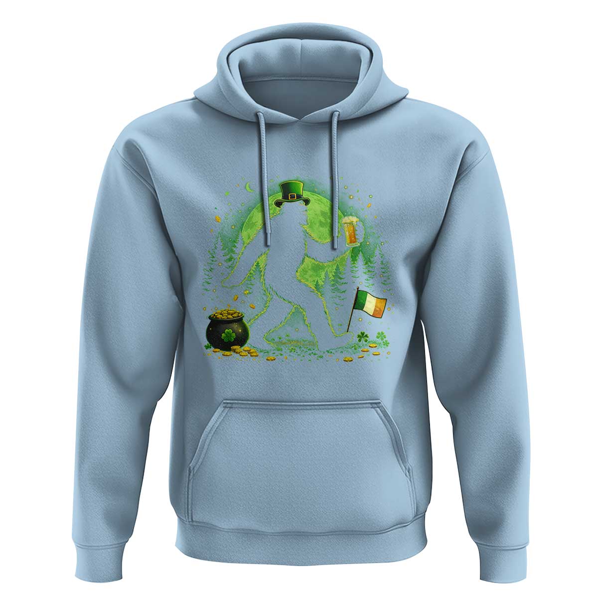 Funny Bigfoot St Patricks Day Hoodie Sasquatch Drinking Green Beer Lover