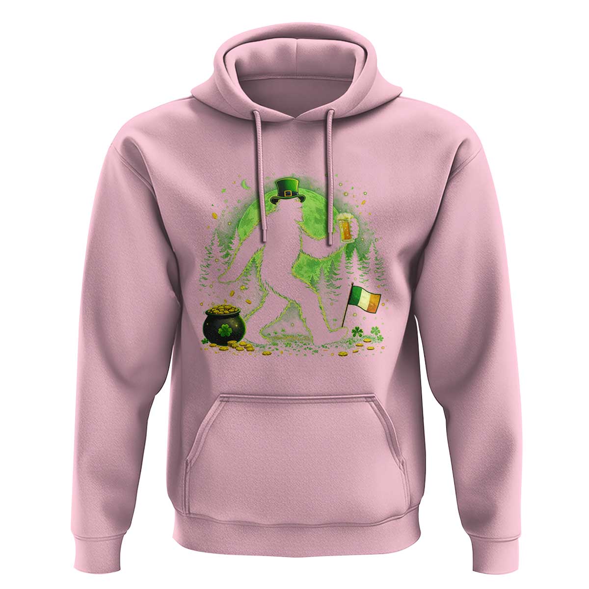 Funny Bigfoot St Patricks Day Hoodie Sasquatch Drinking Green Beer Lover