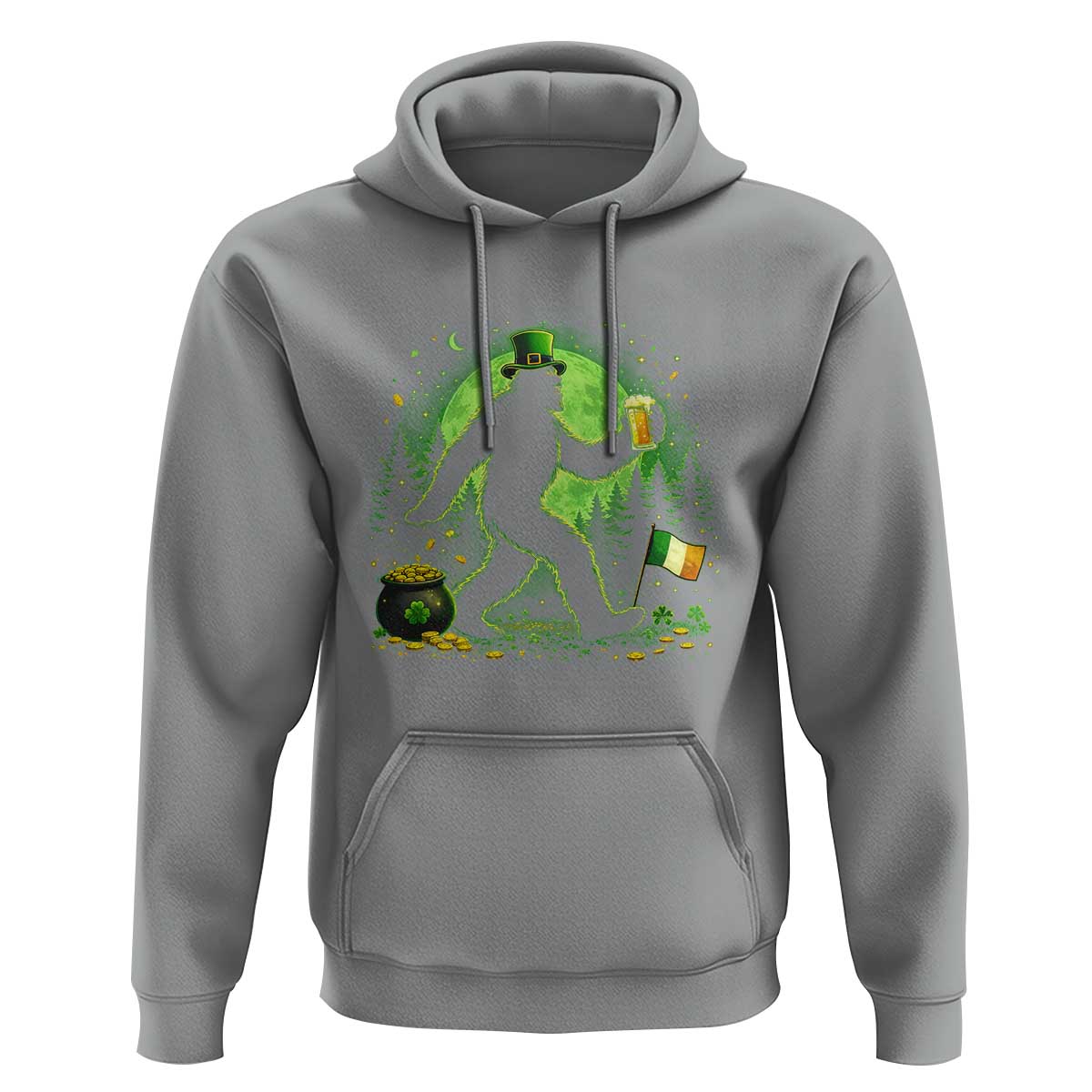 Funny Bigfoot St Patricks Day Hoodie Sasquatch Drinking Green Beer Lover