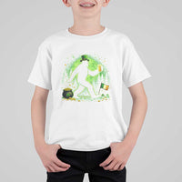 Funny Bigfoot St Patricks Day T Shirt For Kid Sasquatch Drinking Green Beer Lover
