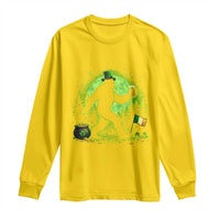 Funny Bigfoot St Patricks Day Long Sleeve Shirt Sasquatch Drinking Green Beer Lover