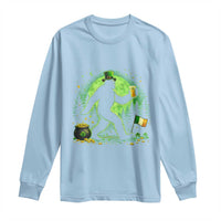 Funny Bigfoot St Patricks Day Long Sleeve Shirt Sasquatch Drinking Green Beer Lover