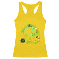 Funny Bigfoot St Patricks Day Racerback Tank Top Sasquatch Drinking Green Beer Lover