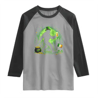 Funny Bigfoot St Patricks Day Raglan Shirt Sasquatch Drinking Green Beer Lover