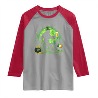 Funny Bigfoot St Patricks Day Raglan Shirt Sasquatch Drinking Green Beer Lover