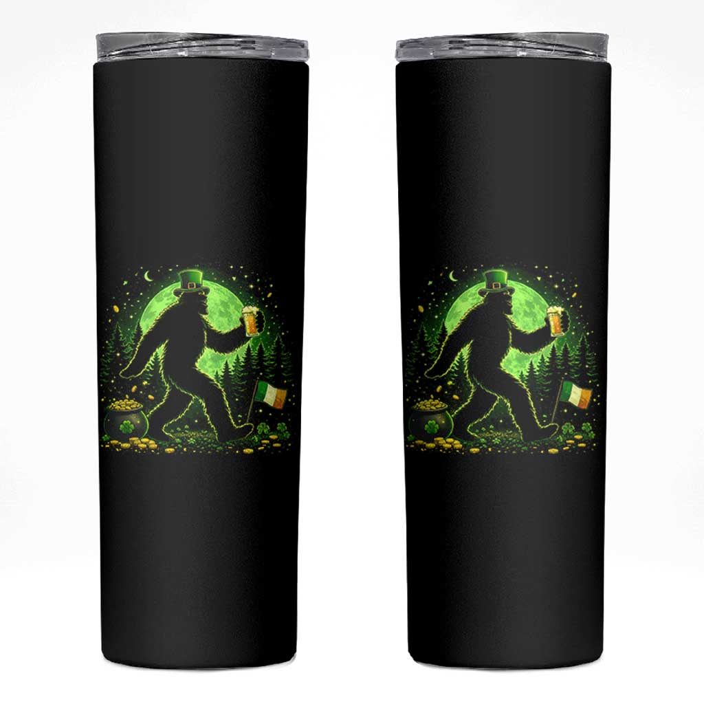 Funny Bigfoot St Patricks Day Skinny Tumbler Sasquatch Drinking Green Beer Lover