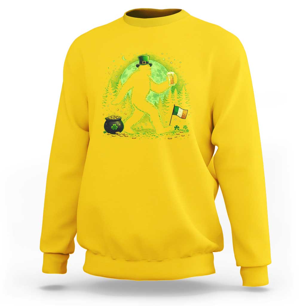 Funny Bigfoot St Patricks Day Sweatshirt Sasquatch Drinking Green Beer Lover