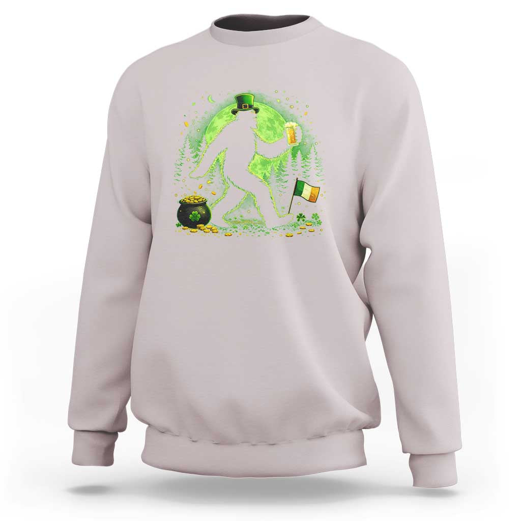 Funny Bigfoot St Patricks Day Sweatshirt Sasquatch Drinking Green Beer Lover