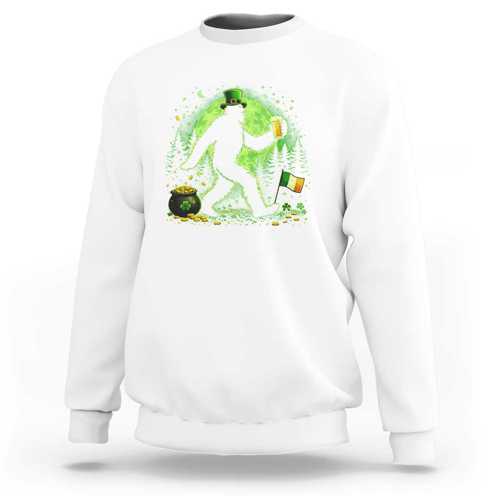 Funny Bigfoot St Patricks Day Sweatshirt Sasquatch Drinking Green Beer Lover