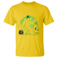 Funny Bigfoot St Patricks Day T Shirt Sasquatch Drinking Green Beer Lover