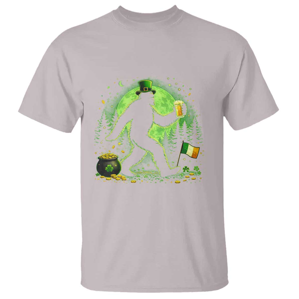 Funny Bigfoot St Patricks Day T Shirt Sasquatch Drinking Green Beer Lover