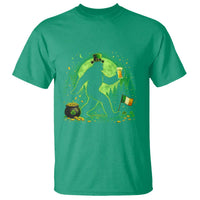 Funny Bigfoot St Patricks Day T Shirt Sasquatch Drinking Green Beer Lover